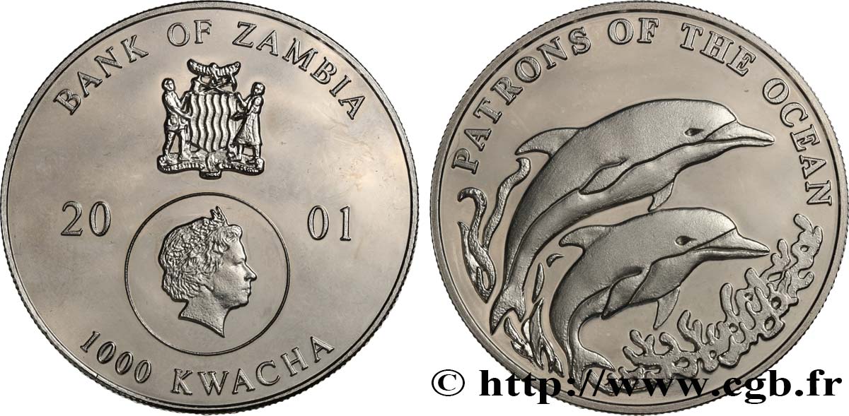 ZAMBIA 1000 Kwacha dauphins 2001  MS 