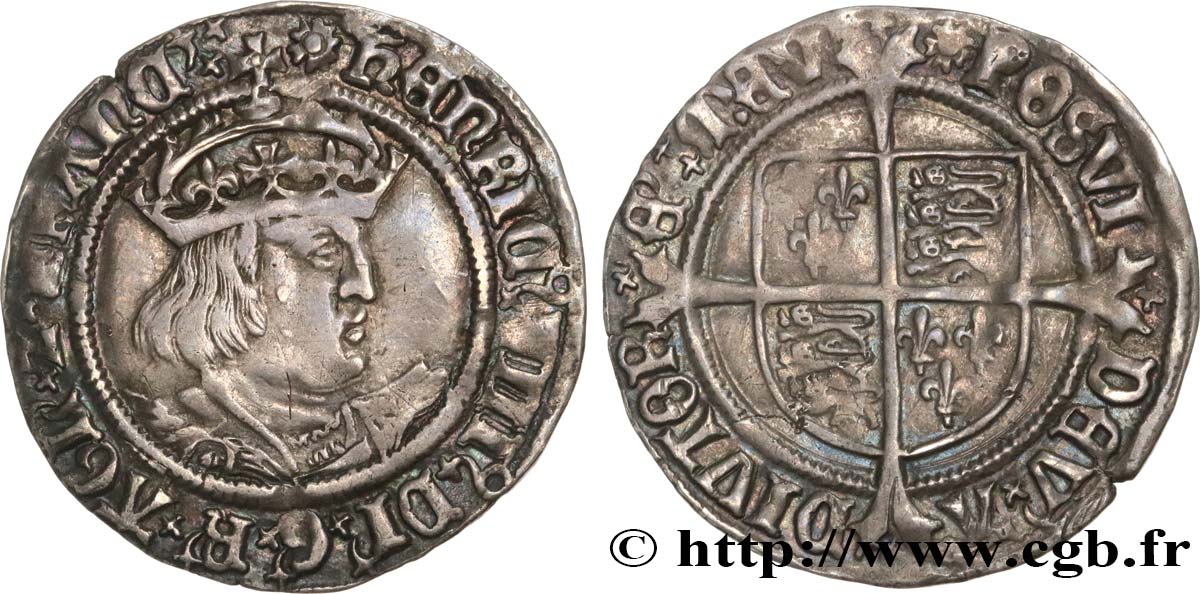 ENGLAND - KINGDOM OF ENGLAND - HENRY VIII Gros (Groat) 1526-1529 Londres XF 