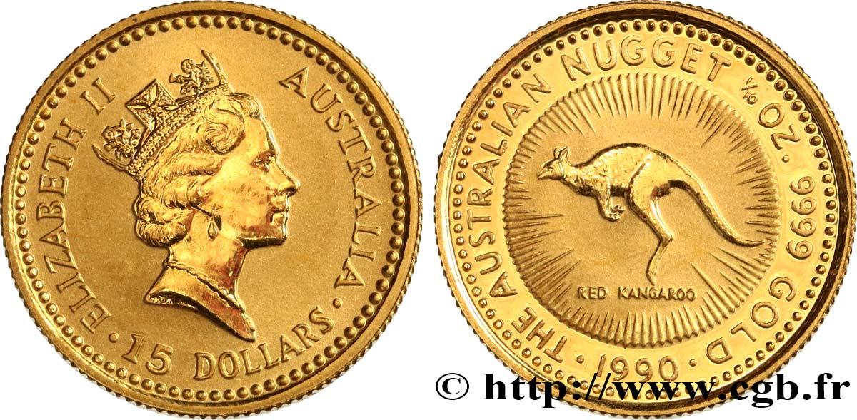 AUSTRALIA 15 Dollars (1/10 Once) Proof Elisabeth II 1990  MS 