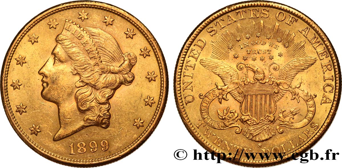 UNITED STATES OF AMERICA 20 Dollars  Liberty  1899 San Francisco AU 