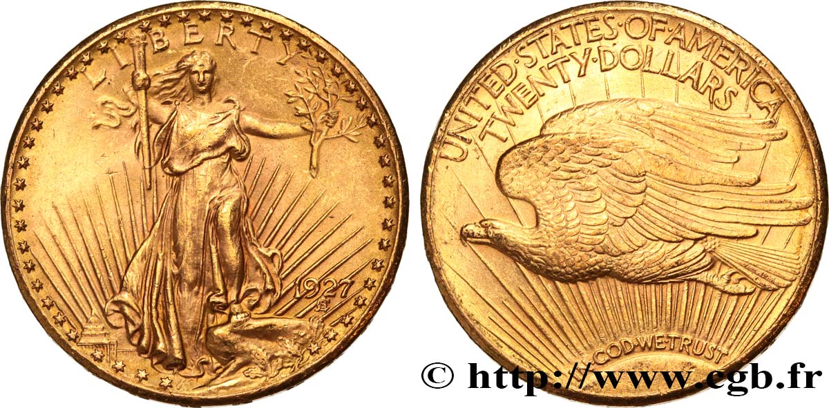 STATI UNITI D AMERICA 20 Dollars  Saint-Gaudens” 1927 Philadelphie MS 