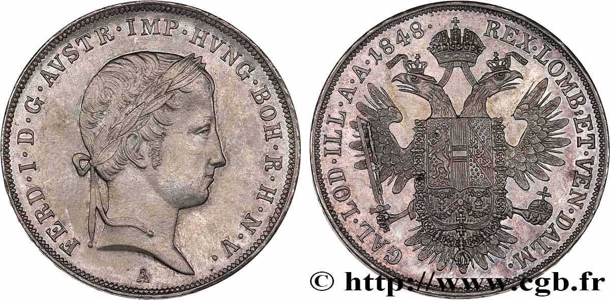 AUTRICHE - FERDINAND Ier 1 Thaler Ferdinand Ier 1848 Vienne SPL 