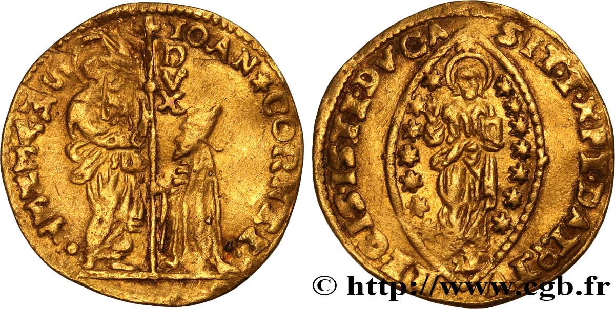 ITALY- VENICE - GIOVANNI II CORNER (111e doge) Zecchino (Sequin) n.d. Venise VF 