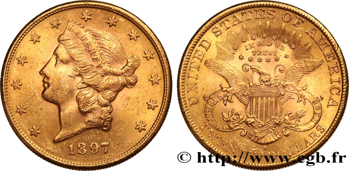 STATI UNITI D AMERICA 20 Dollars  Liberty  1897 San Francisco SPL/MS 