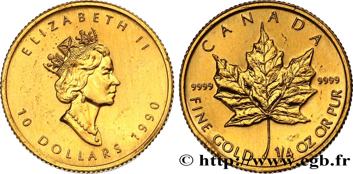 KANADA 10 Dollars  mapple leaf  1990  VZ 