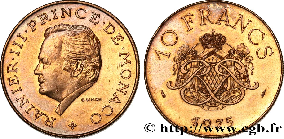MONACO 10 Francs Rainier III 1975 Paris TTB+ 