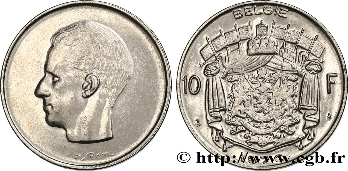 BELGIO 10 Francs roi Baudouin légende flamande 1970 Bruxelles SPL 
