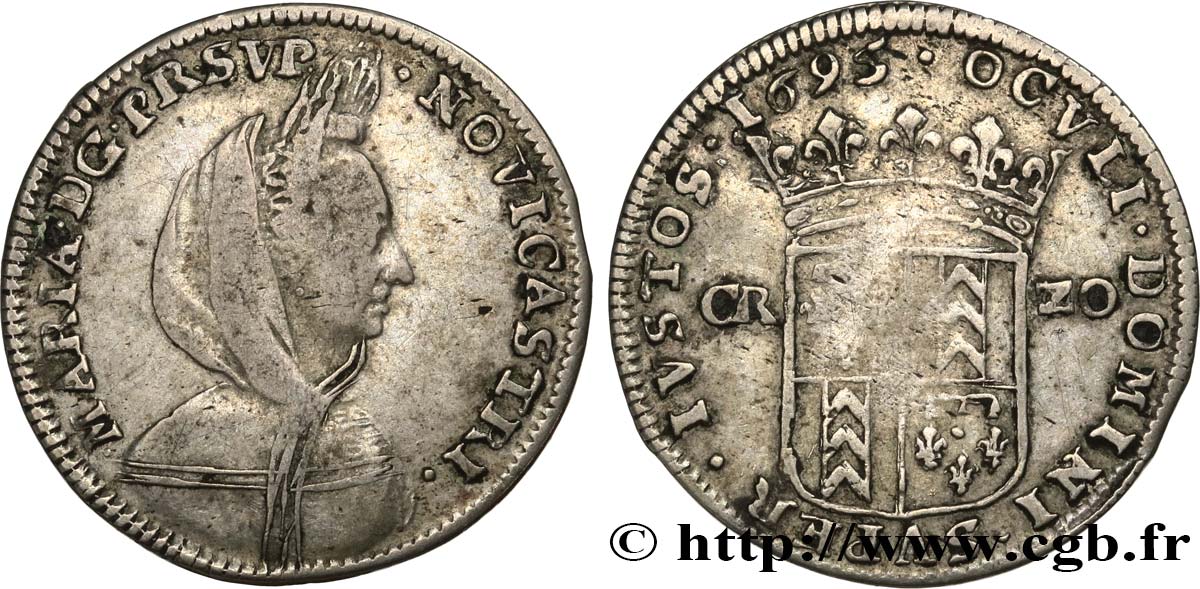 SVIZZERA - CANTON NEUCHATEL 20 Kreuzer Princesse Marie de Orléans-Nemours 1695  q.BB 