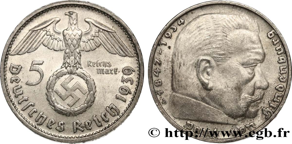 ALLEMAGNE 5 Reichsmark 1939 Munich SUP/SPL 
