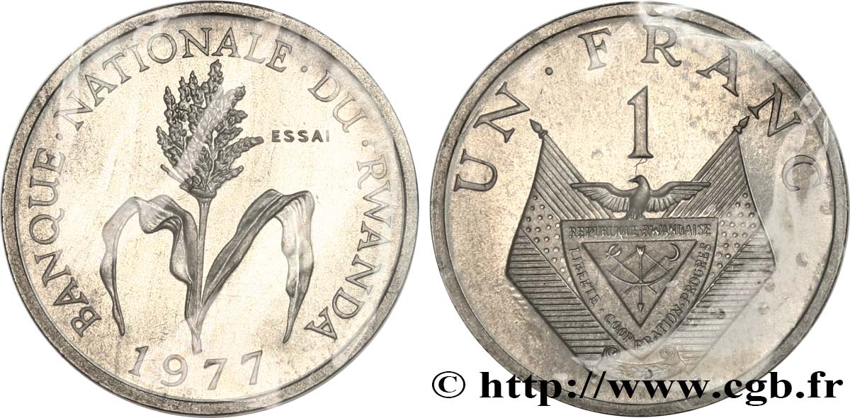 RWANDA Essai de 1 Franc 1977 Paris MS 