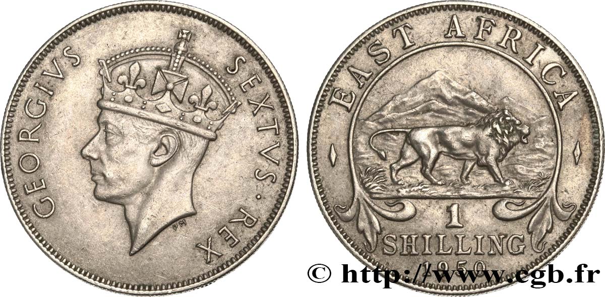 AFRICA DI L EST BRITANNICA  1 Shilling Georges VI 1950 Heaton - H SPL 