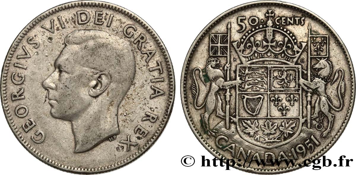CANADA 50 Cents Georges VI 1951  XF 