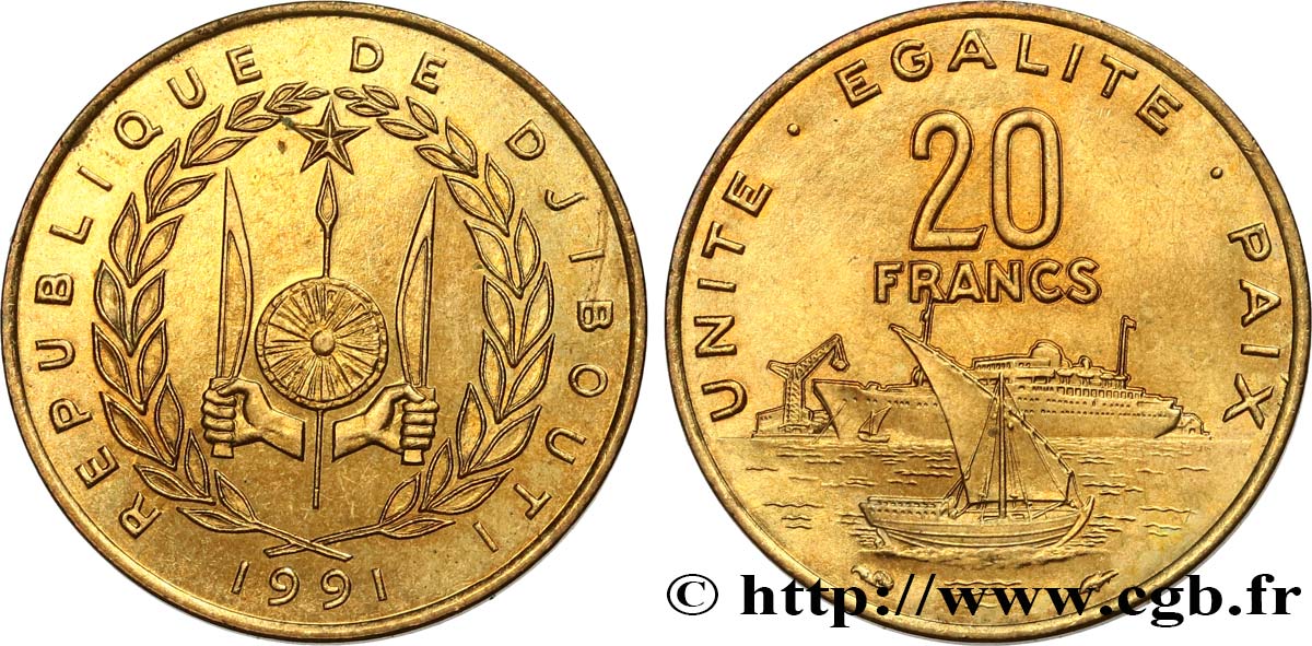 YIBUTI 20 Francs 1991 Paris SC 