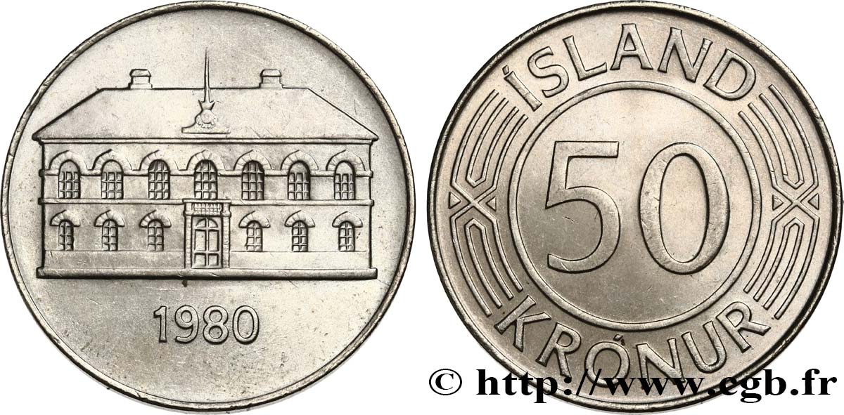 ISLANDIA 50 Kronur parlement à Reykjavik 1980  EBC 