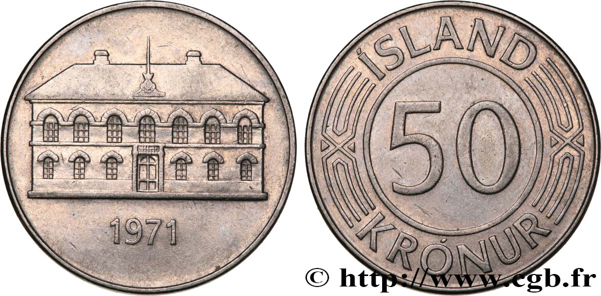 ISLANDE 50 Kronur parlement à Reykjavik 1971  SUP 