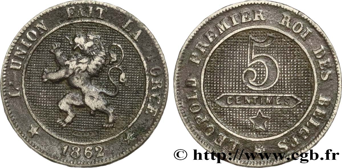 BELGIO 5 Centimes lion 1862  BB 