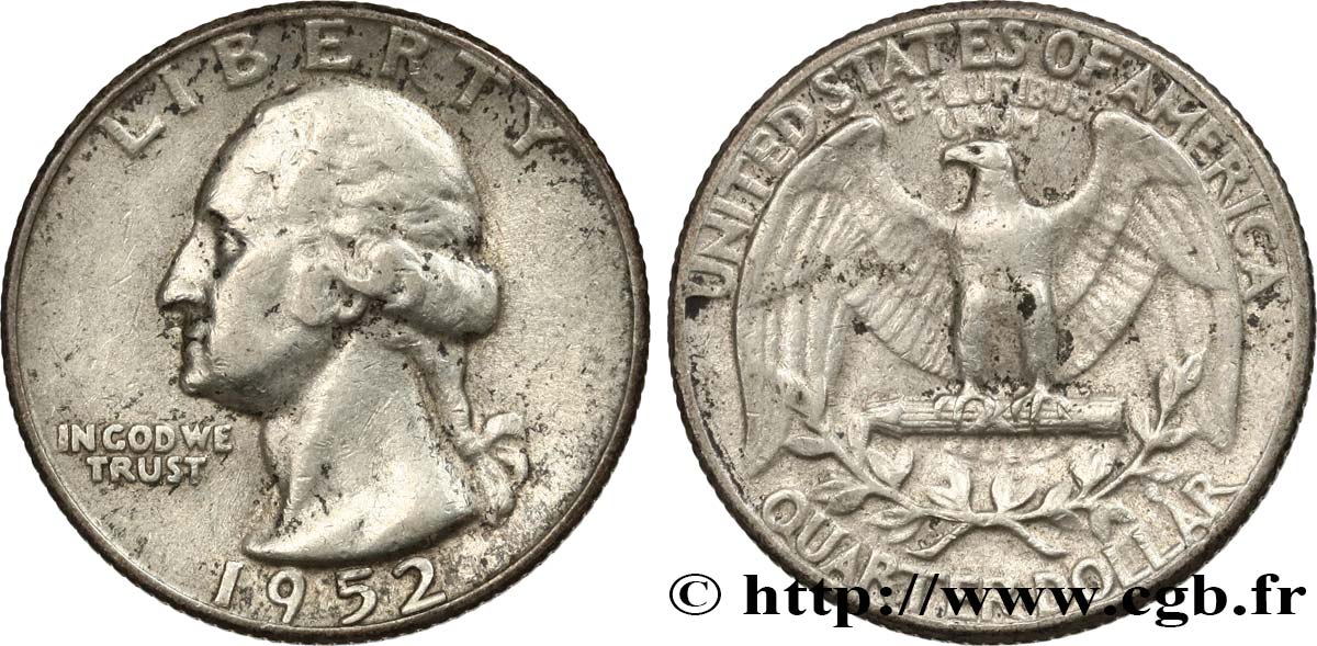 UNITED STATES OF AMERICA 1/4 Dollar Georges Washington 1952 Philadelphie XF 