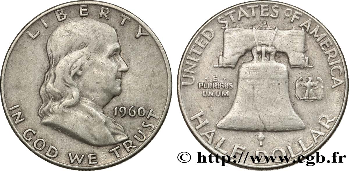 STATI UNITI D AMERICA 1/2 Dollar Benjamin Franklin 1960 Denver BB 