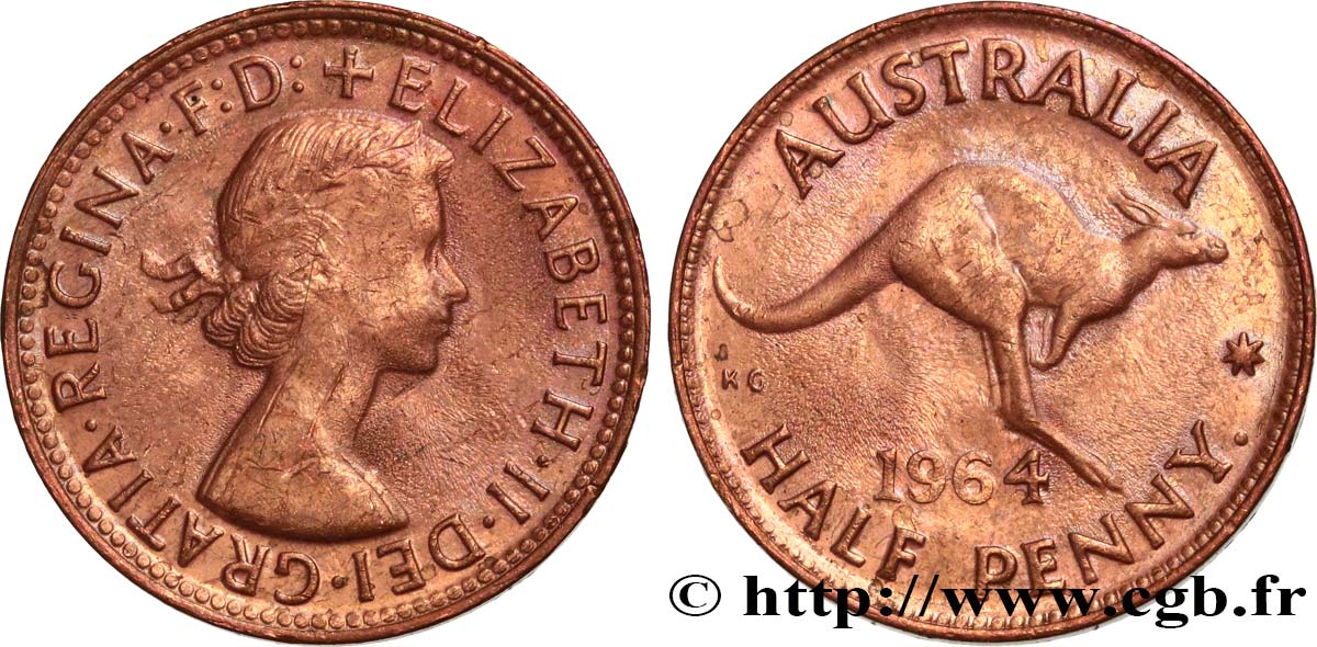 AUSTRALIA 1/2 Penny Élisabeth II 1964 Melbourne q.SPL 