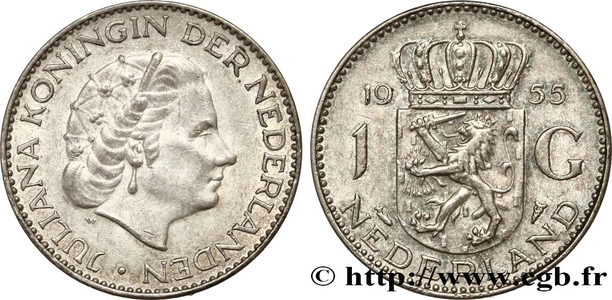 PAíSES BAJOS 1 Gulden Juliana 1955  EBC 