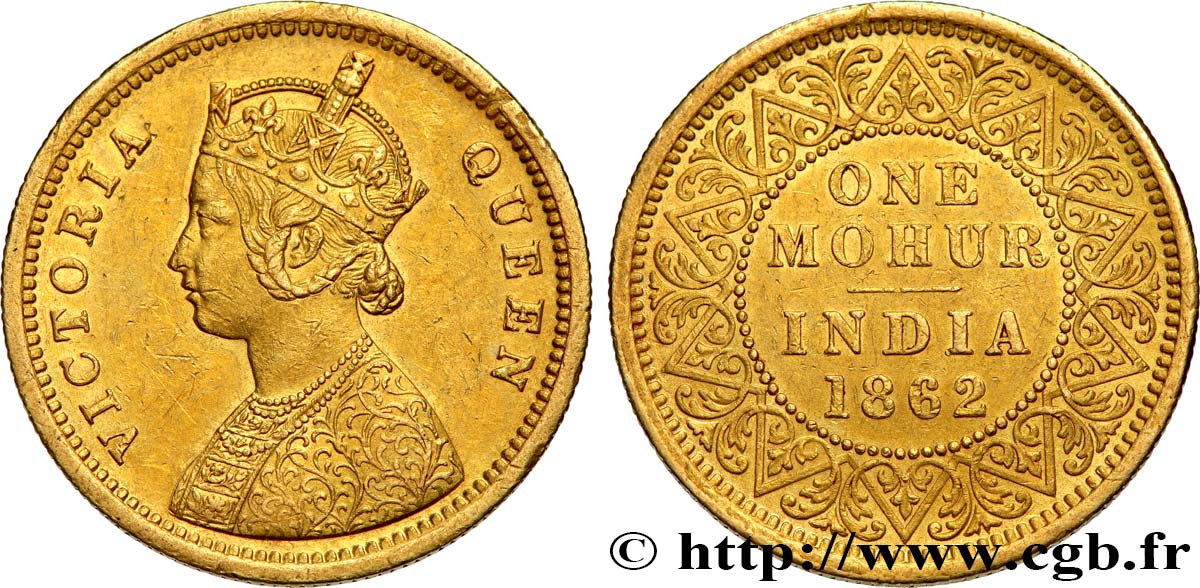 INDIA BRITÁNICA Mohur Victoria 1862 Calcutta EBC 