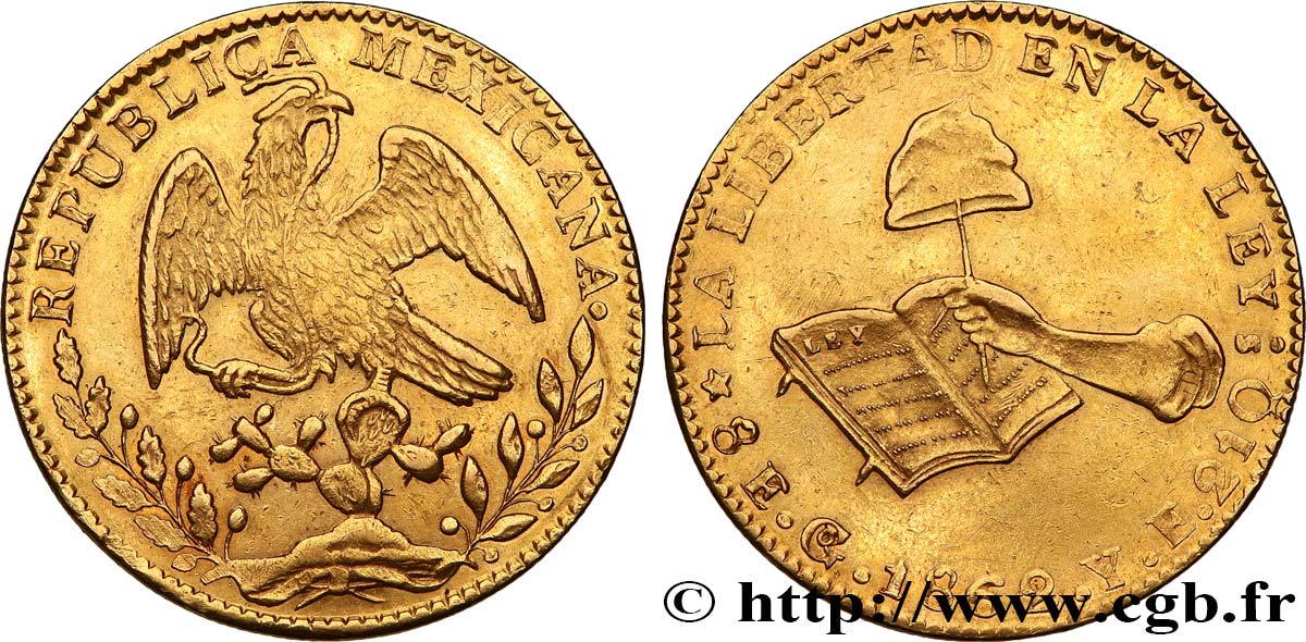 MEXICO - REPUBLIC 8 Escudos 1862  AU 