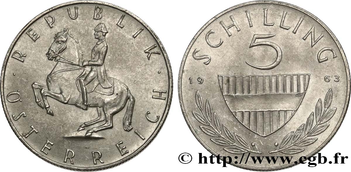 AUSTRIA 5 Schilling 1963  SPL 