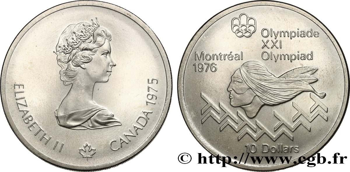KANADA 10 Dollars JO Montréal 1976 saut d’obstacles hommes / Elisabeth II 1975  fST 