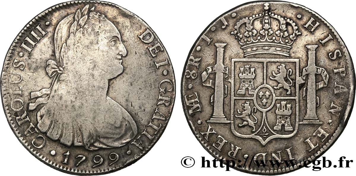 PERU 8 Reales Charles III 1799 Lima VF 