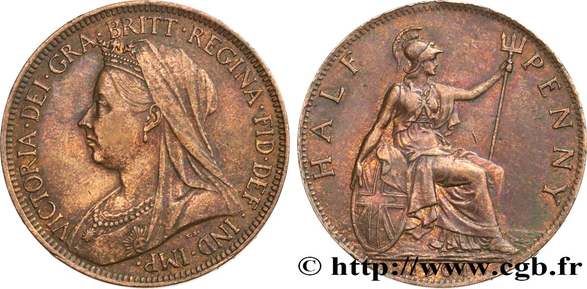 UNITED KINGDOM 1/2 Penny Victoria 1901  VF 