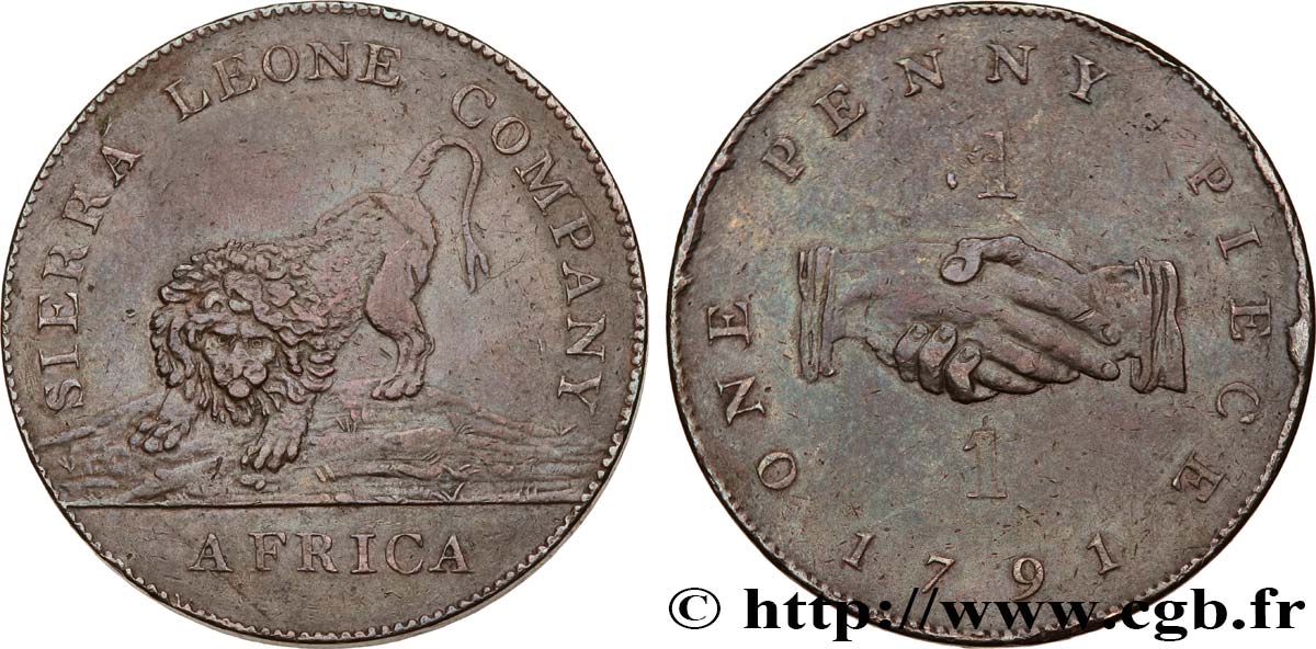SIERRA LEONE 1 Penny Sierra Leone Company 1791  AU 