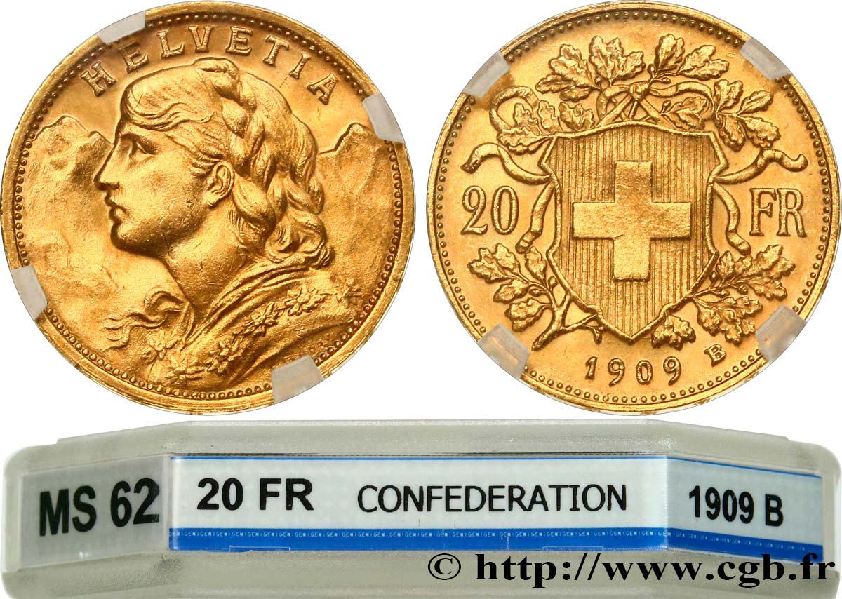 SUISSE 20 Francs  Vreneli  1909 Berne SUP62 GENI