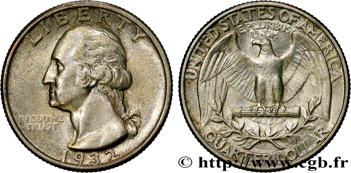 ÉTATS-UNIS D AMÉRIQUE 1/4 Dollar Georges Washington 1932 Philadelphie TTB 