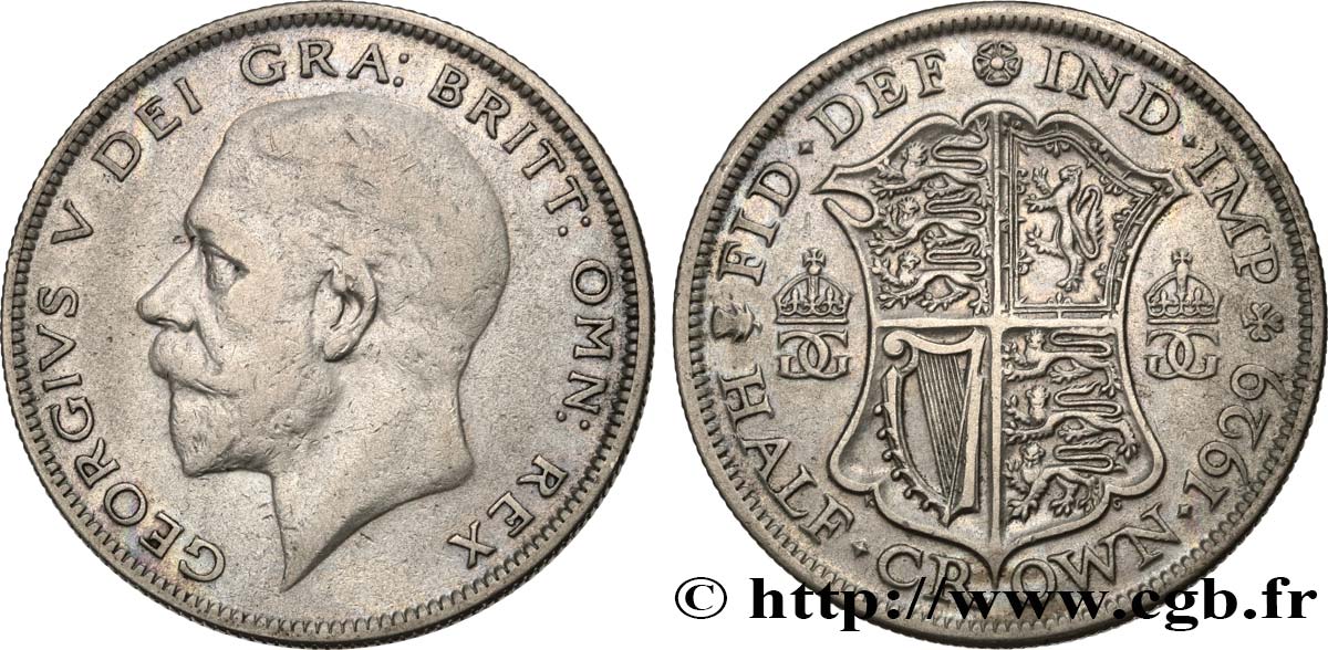 REINO UNIDO 1/2 Crown Georges V 1929  BC+ 