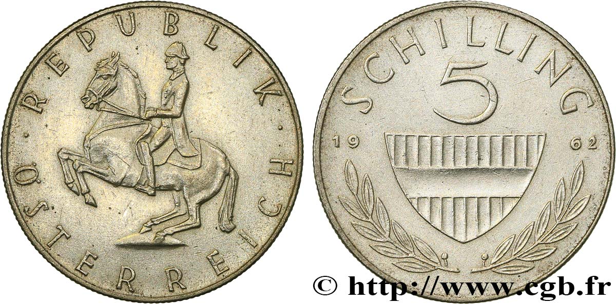 AUSTRIA 5 Schilling 1962  EBC 