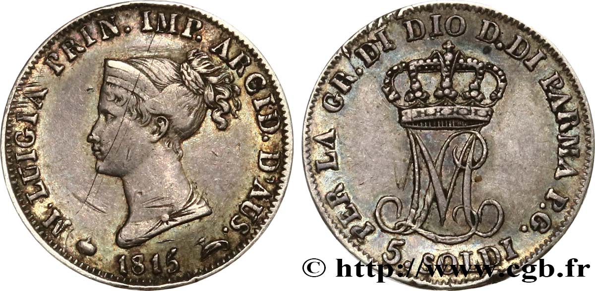 ITALY - PARMA AND PIACENZA 5 Soldi Marie-Louise 1815  Milan XF 