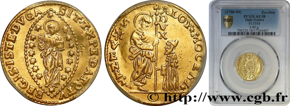 ITALY - VENICE - ALVISE II MOCENIGO Zecchino (Sequin) n.d. Venise AU58 PCGS