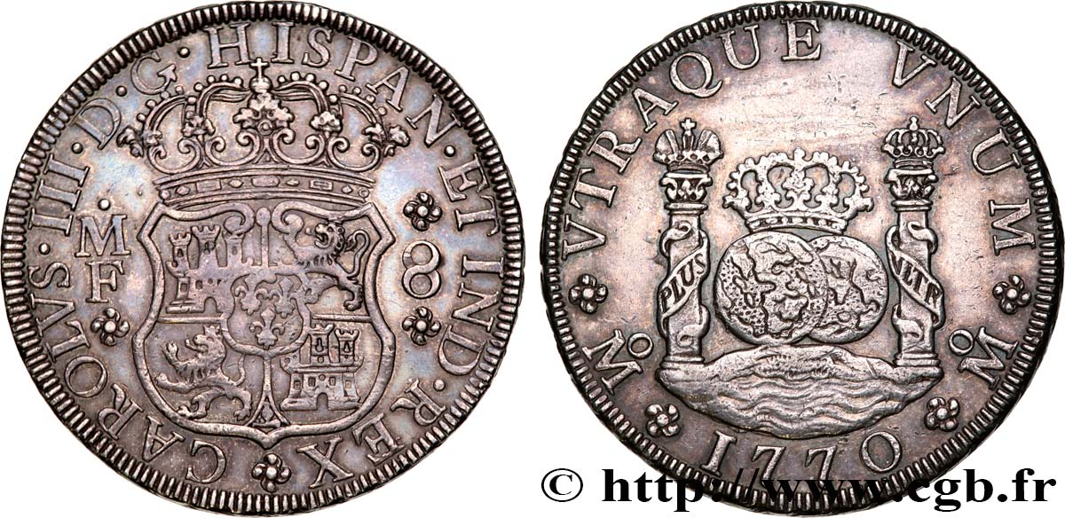 MÉXICO - CARLOS III 8 Reales 1770 Mexico MBC/MBC+ 
