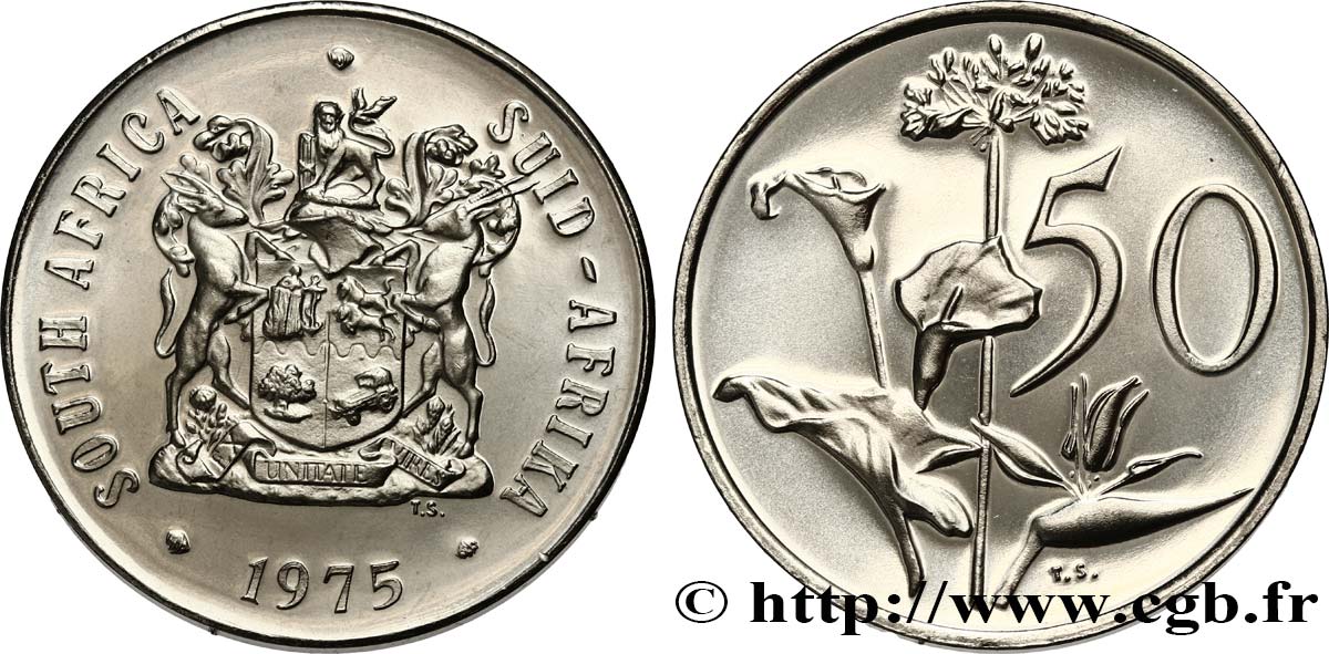 SOUTH AFRICA 50 Cents Proof 1975  MS 