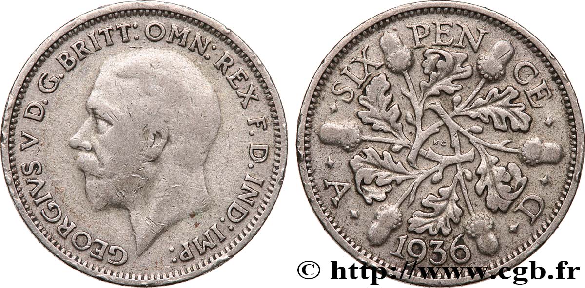 UNITED KINGDOM 6 Pence Georges V 1936  XF 