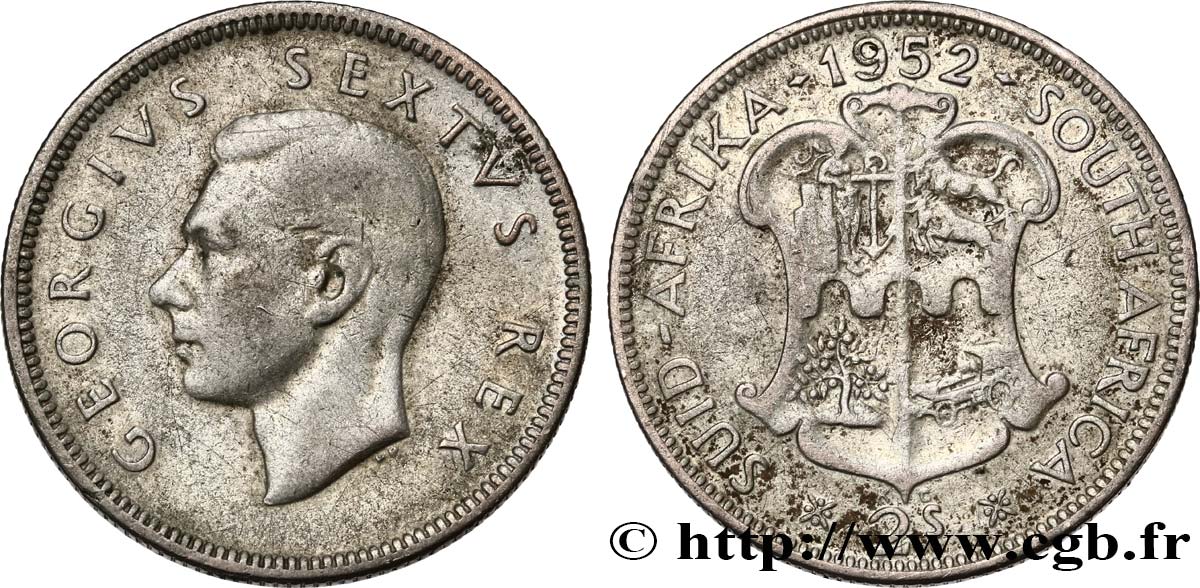 SUDÁFRICA 2 Shillings Georges VI  1952 Pretoria BC 