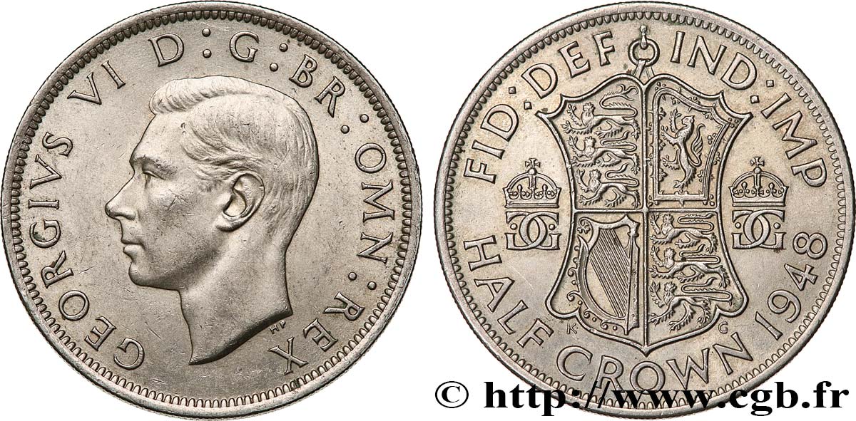 VEREINIGTEN KÖNIGREICH 1/2 Crown Georges VI 1948  fVZ 