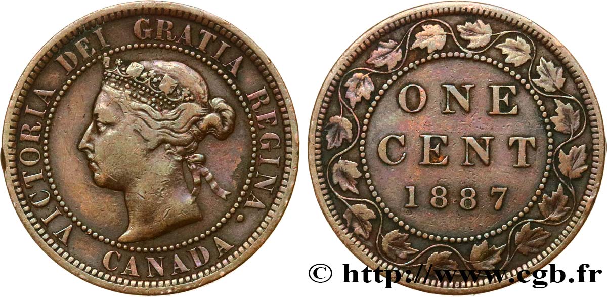CANADA 1 Cent Victoria 1887  TB+ 