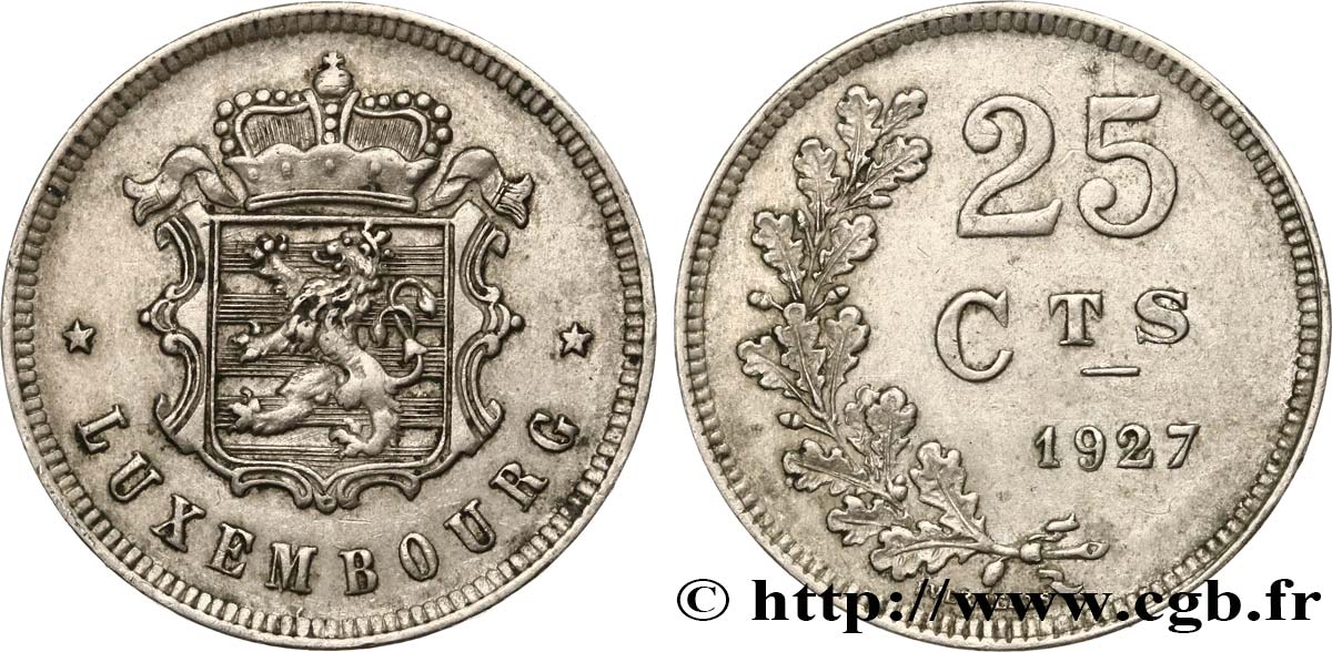 LUXEMBOURG 25 Centimes 1927  AU 
