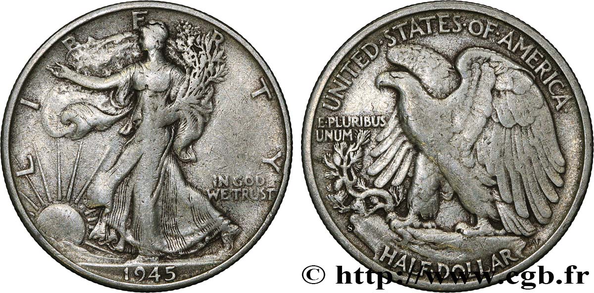 VEREINIGTE STAATEN VON AMERIKA 1/2 Dollar Walking Liberty 1945 San Francisco S 