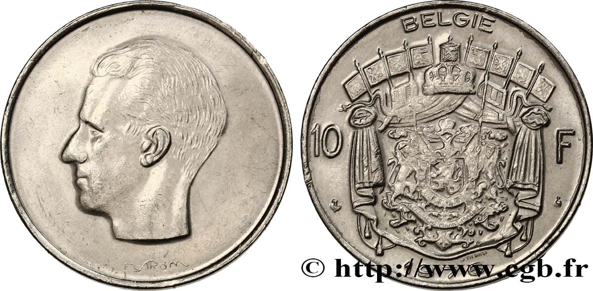 BELGIQUE 10 Francs roi Baudouin légende flamande 1976 Bruxelles SUP 