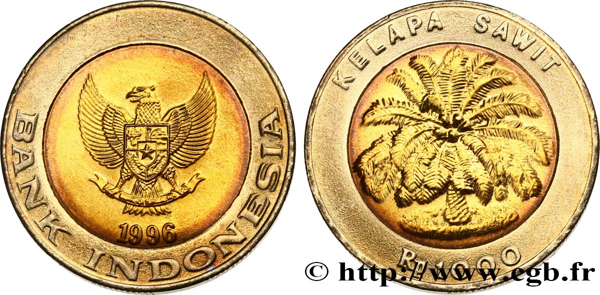 INDONÉSIE 1000 Rupiah emblème / palmier 1996  SPL 