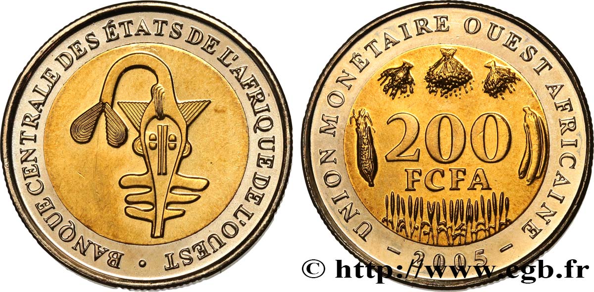 WESTAFRIKANISCHE LÄNDER 200 Francs BCEAO 2005  fST 