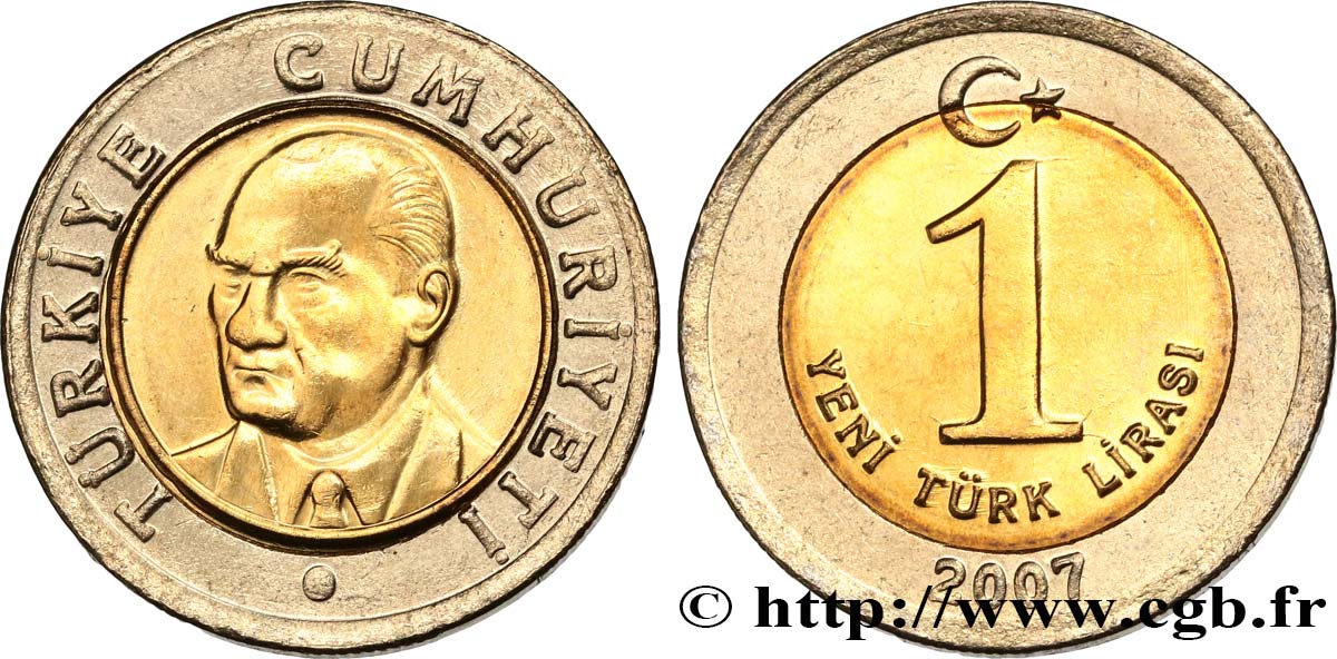 TURCHIA 1 Yeni Lira Kemal Ataturk 2007  MS 