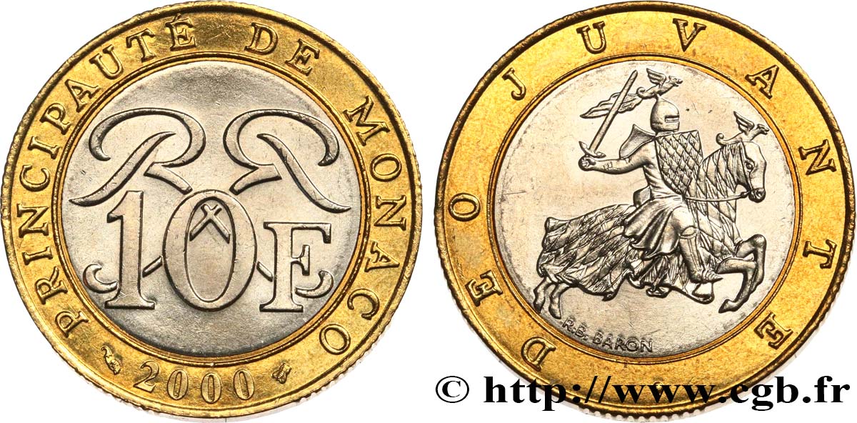 MONACO 10 Francs Rainier III 2000 Paris MS 